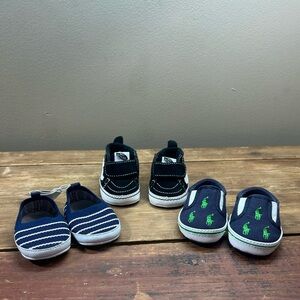 Polo Ralph Lauren, Vans and Old Navy Newborn 0-3 mo. Navy and Black Shoes Set